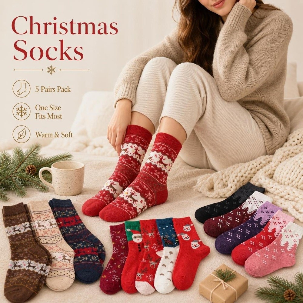 Thermal Sock Wool - 5 pasang kaos kaki Natal tebal
