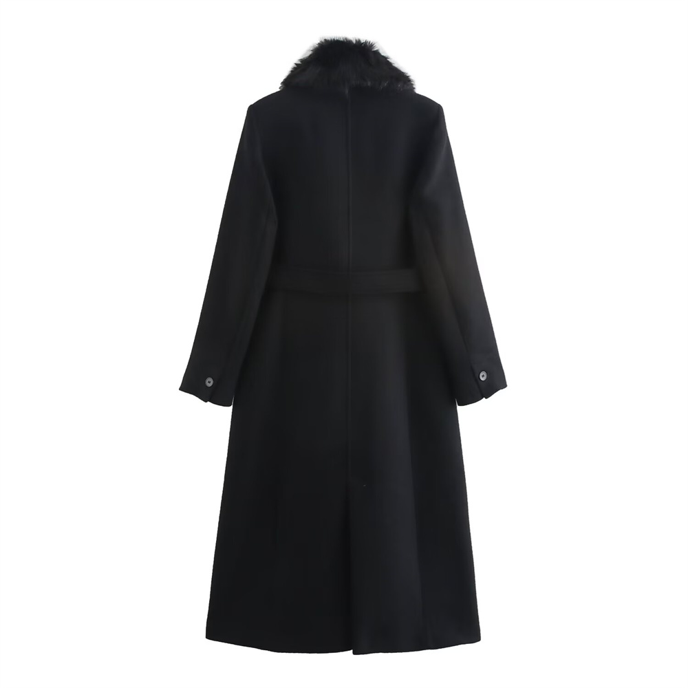 Mantel Wanita Berkerah Bulu Ha - Wool Coat Peacoat ulasan dan harga